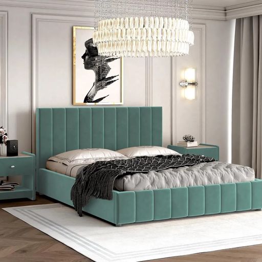 Кровать с подъемным механизмом «Нельсон», бирюза